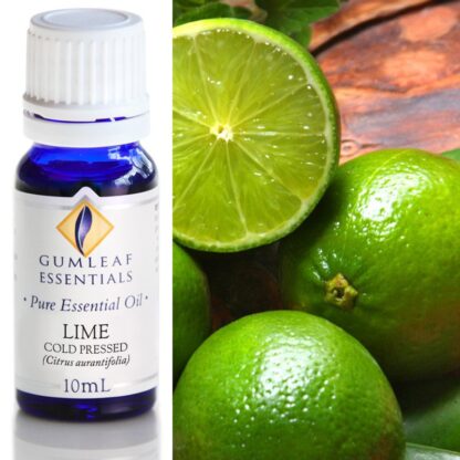 Lime essential oil bottle with lime