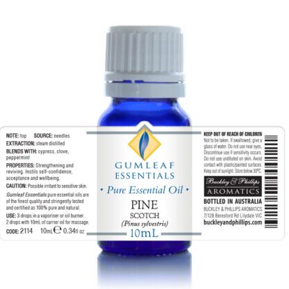 Pine essential oil botttle label