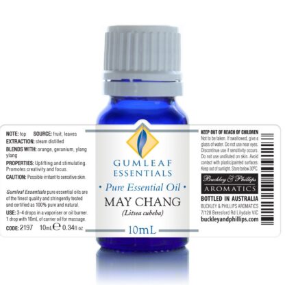 May Chang essential oil bottle with label